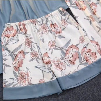 Luxe Silk Blossom 5‑Piece Pajama Set