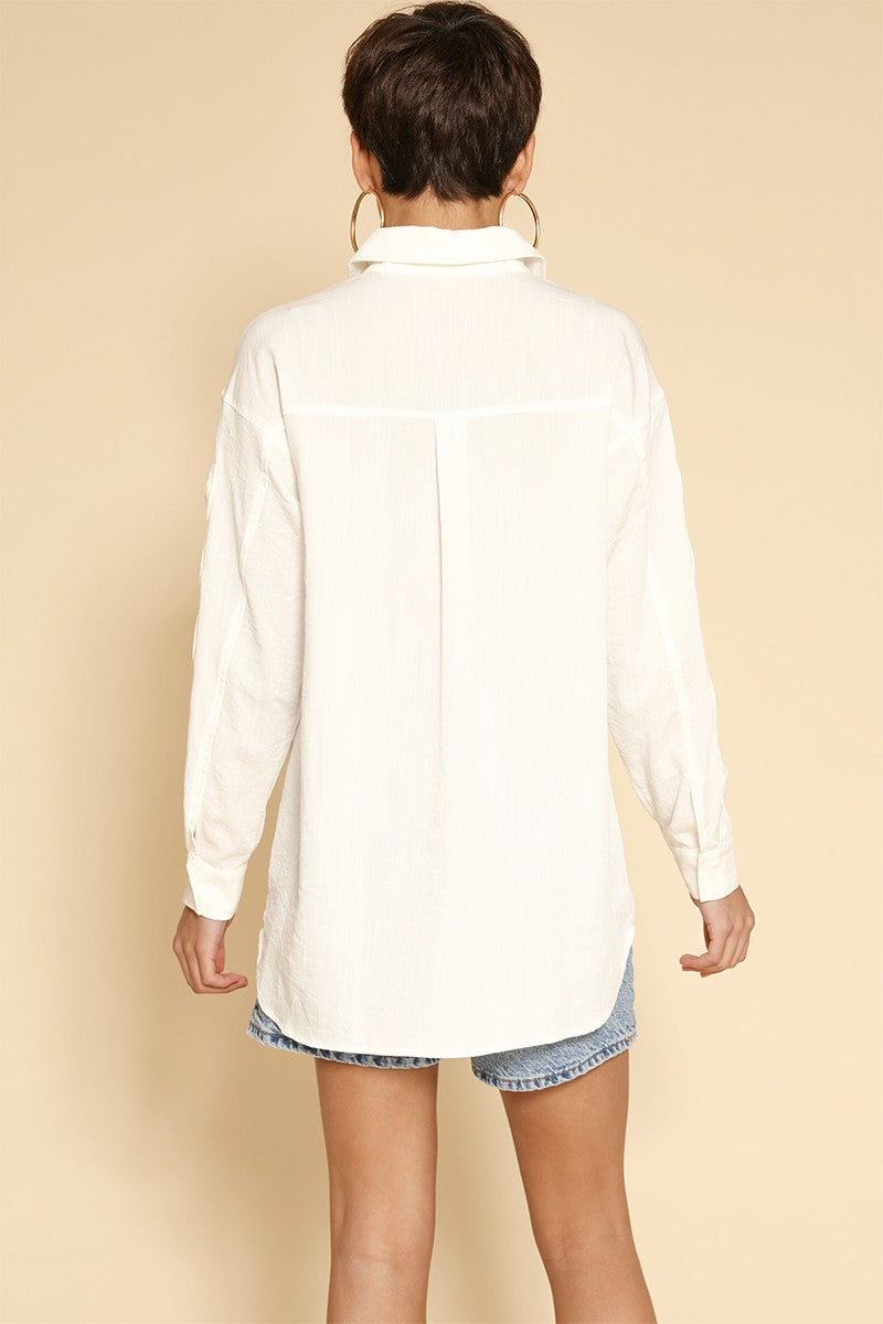 Fearless Bow Sleeve Button-Down Shirt – Feminine Detail, Polished Fit