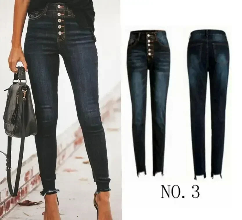 Midnight Button‑Front Skinny Jeans