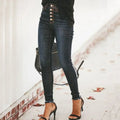 Midnight Button‑Front Skinny Jeans