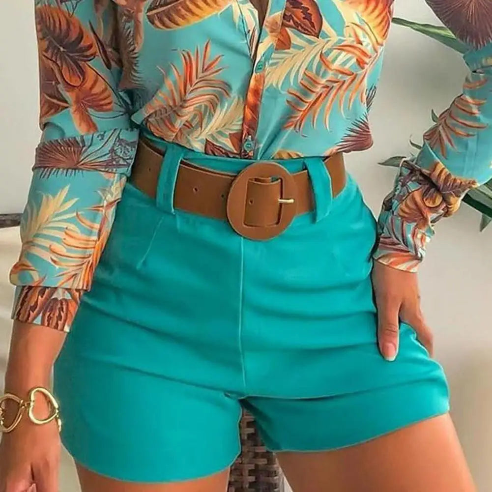 Tropical Bold High-Waist Shorts