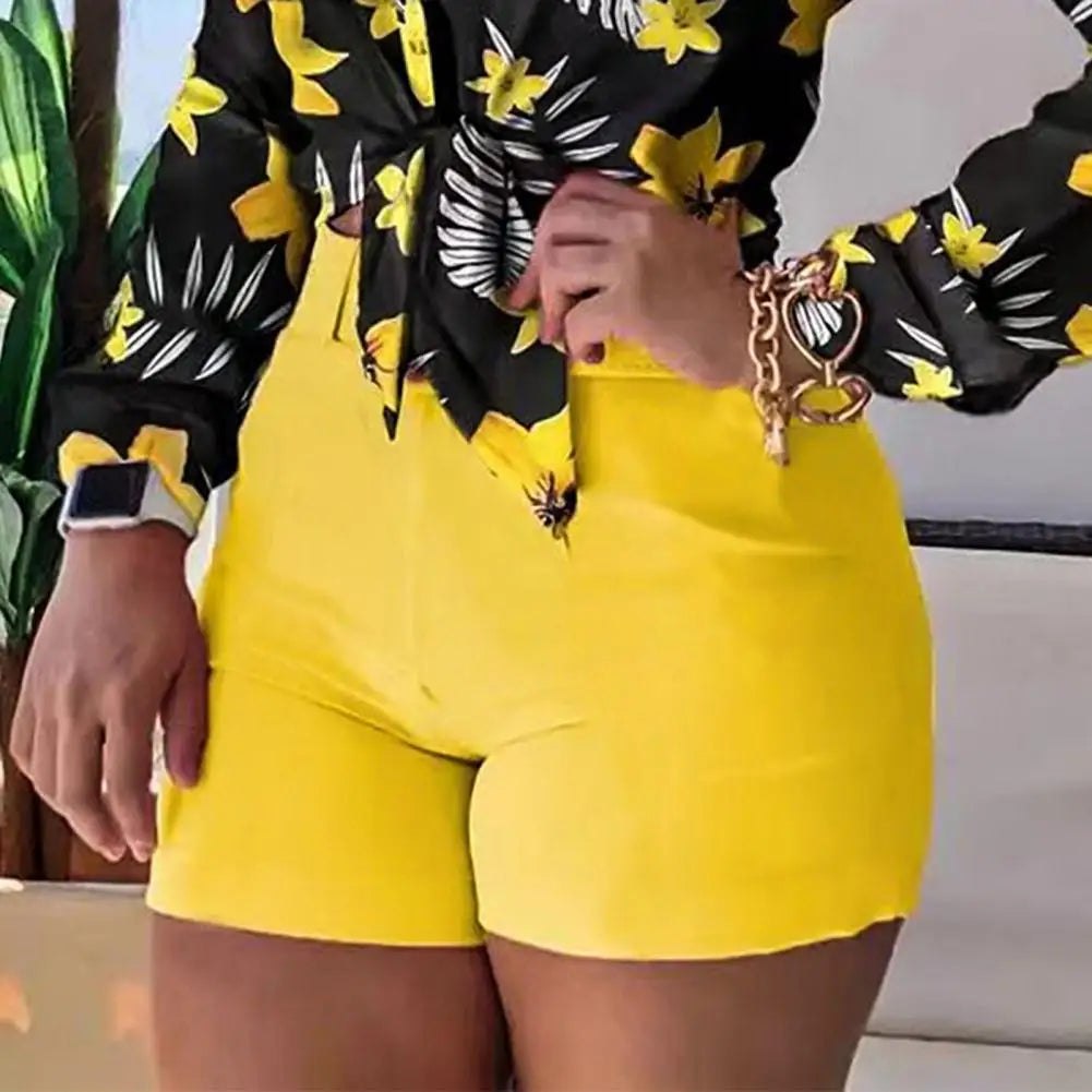 Tropical Bold High-Waist Shorts