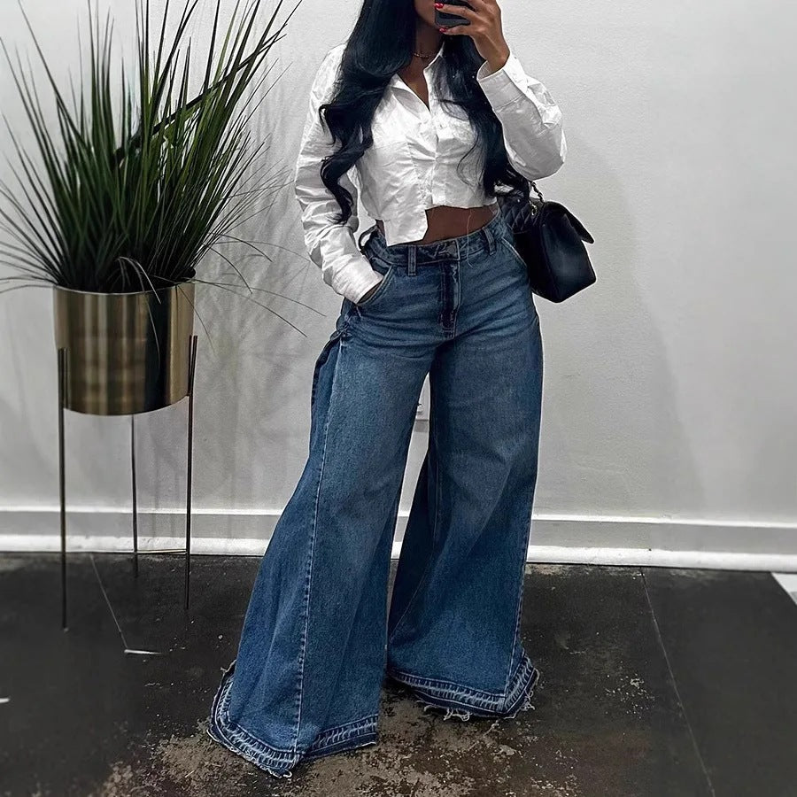 Fearless High-Rise Wide-Leg Jeans – Structured Denim, Bold Silhouette