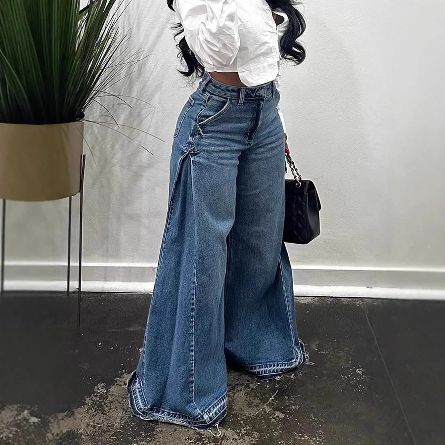 Fearless High-Rise Wide-Leg Jeans – Structured Denim, Bold Silhouette