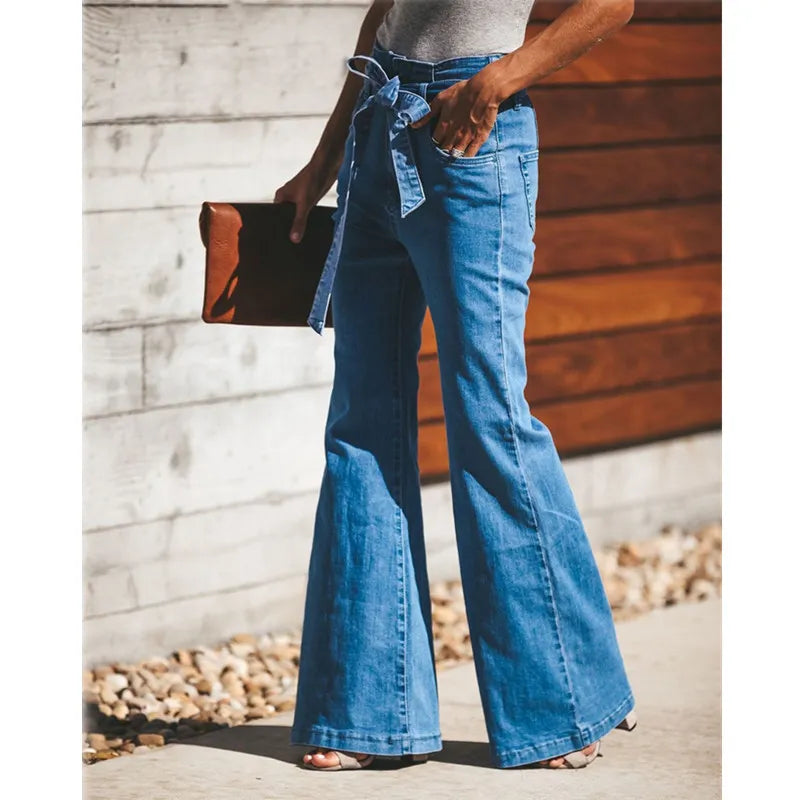 Harbor Tie‑Waist Wide‑Leg Jeans