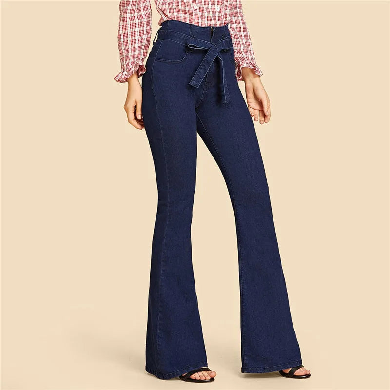 Harbor Tie‑Waist Wide‑Leg Jeans