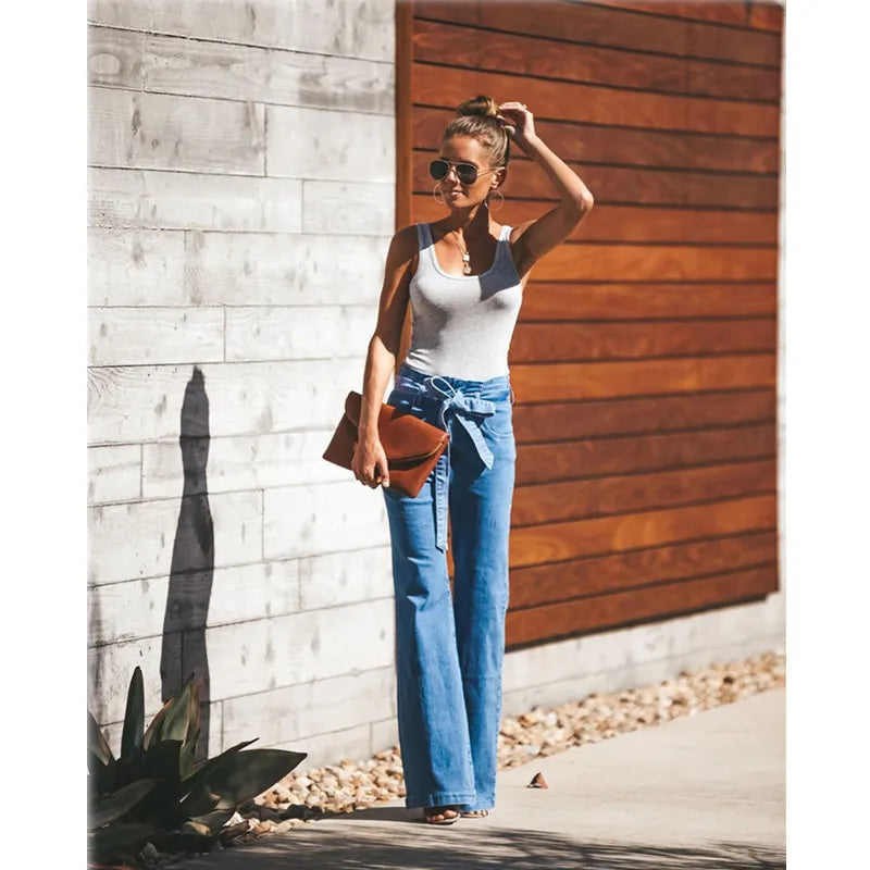 Harbor Tie‑Waist Wide‑Leg Jeans