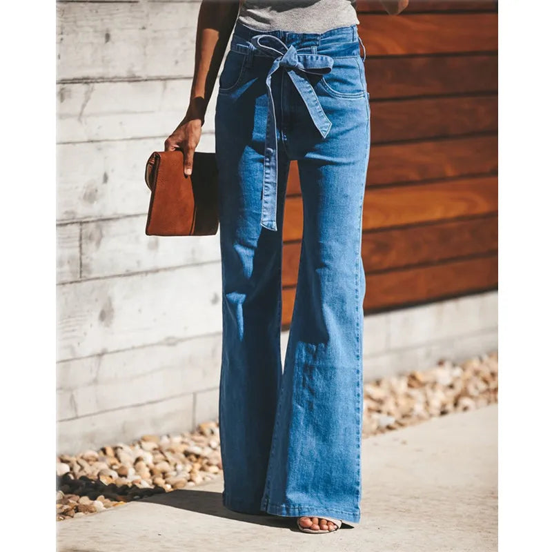 Harbor Tie‑Waist Wide‑Leg Jeans