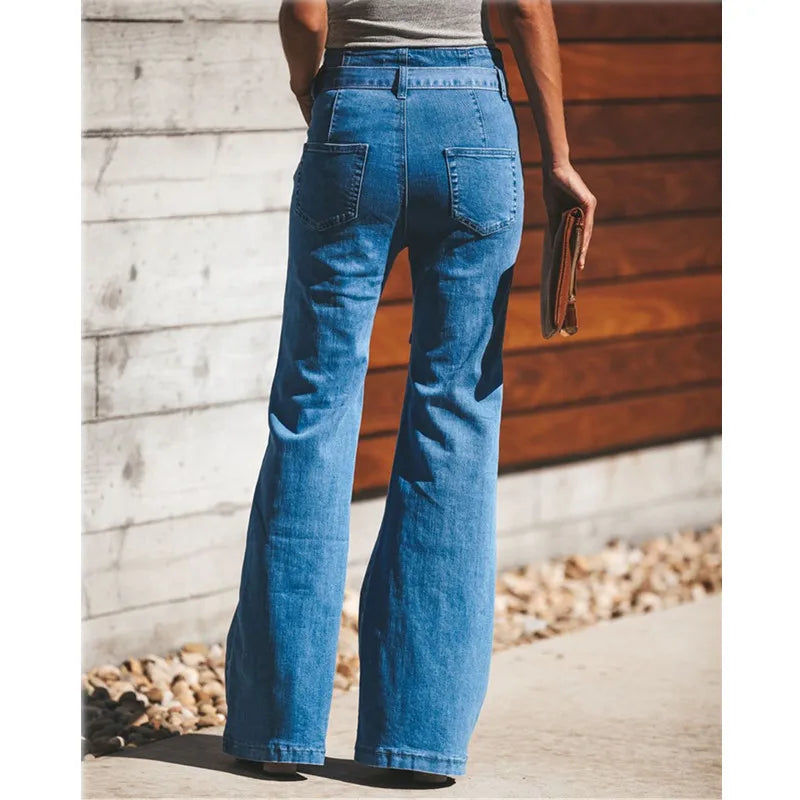Harbor Tie‑Waist Wide‑Leg Jeans