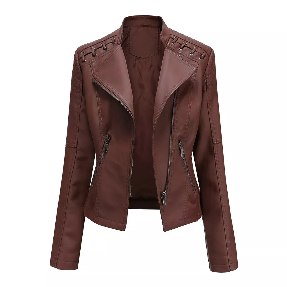 Fearless Rebel Lace‑Shoulder Moto Jacket