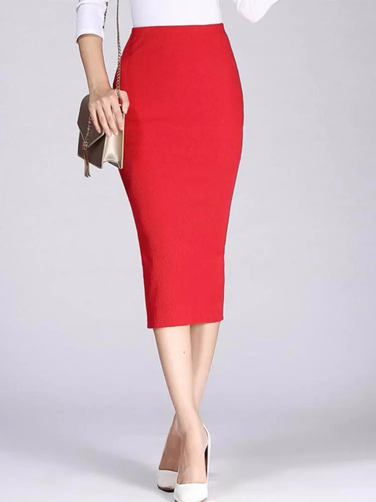 Crimson Confidence Pencil Skirt