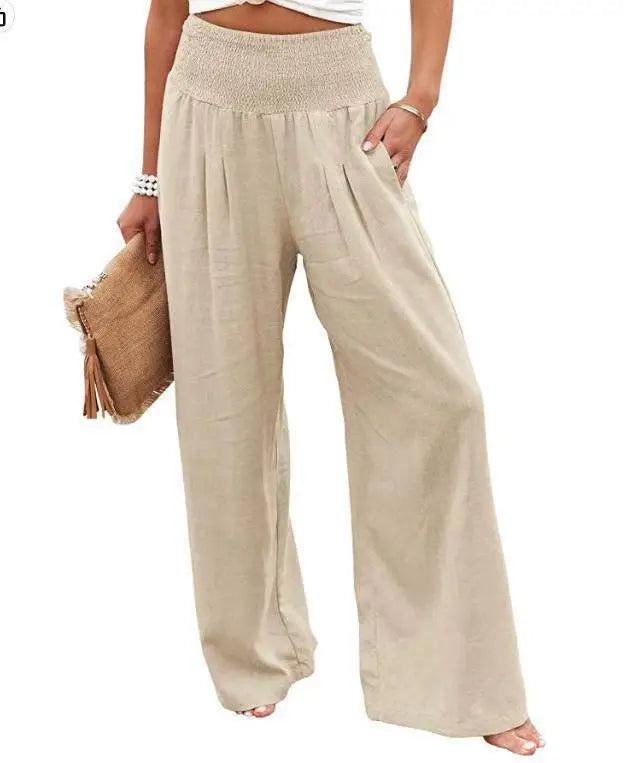 Luxe Flow Smocked‑Waist Pants
