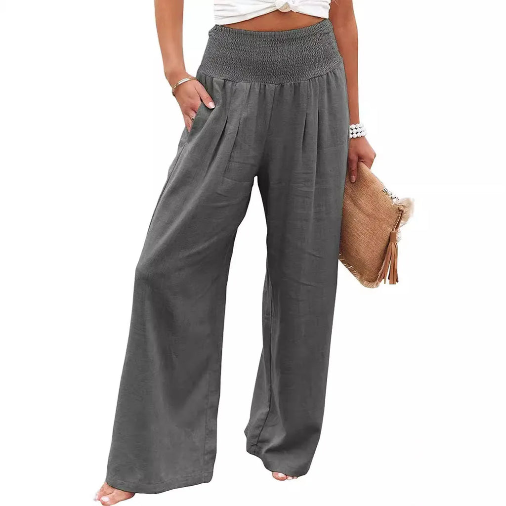 Luxe Flow Smocked‑Waist Pants
