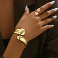 Molten Curve Gold Bracelet & Ring