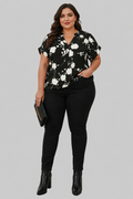 Floral V-neck blouse