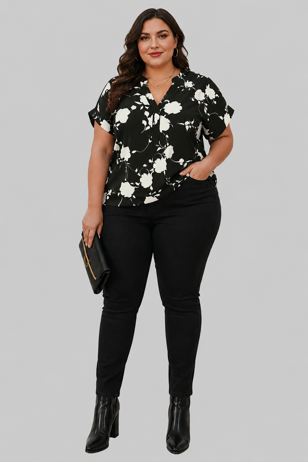 Floral V-neck blouse