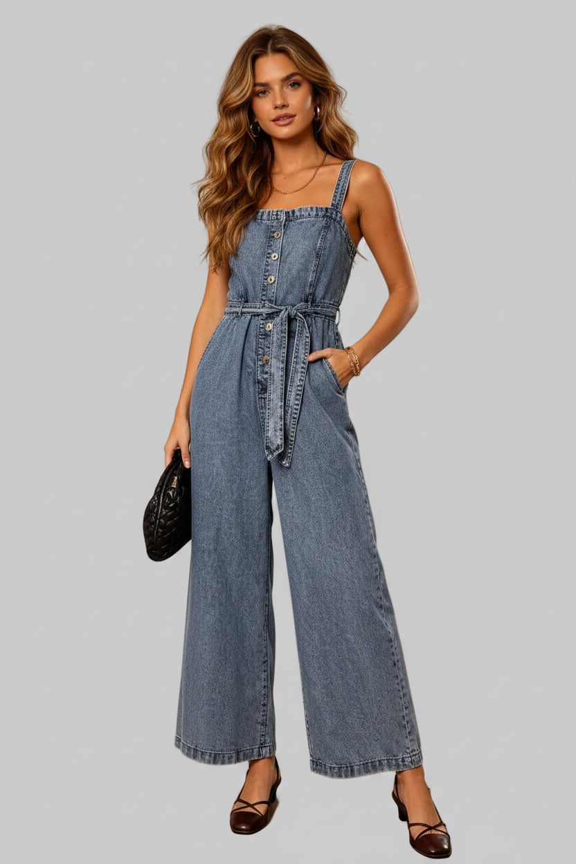 Denim Jefa Wide‑Leg Jumpsuit