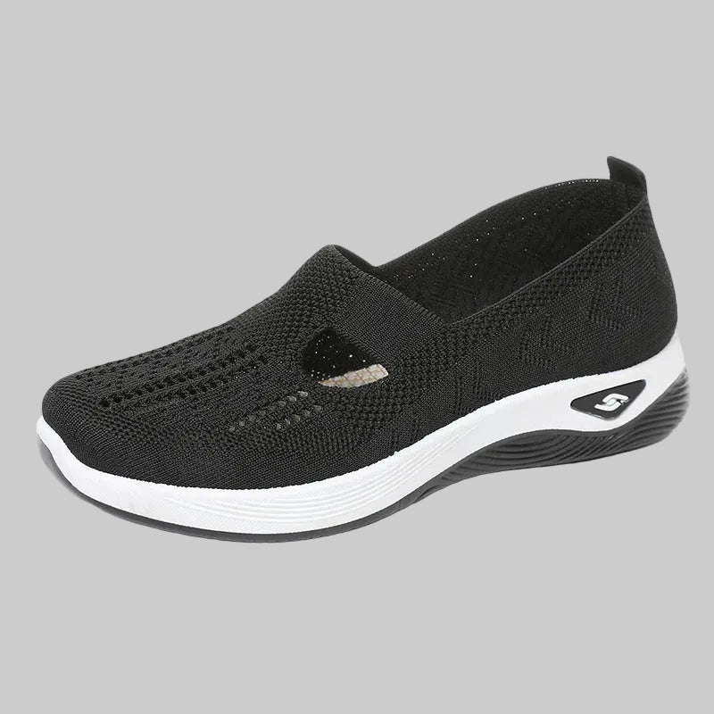 Black Mesh Slip‑On Comfort Runner