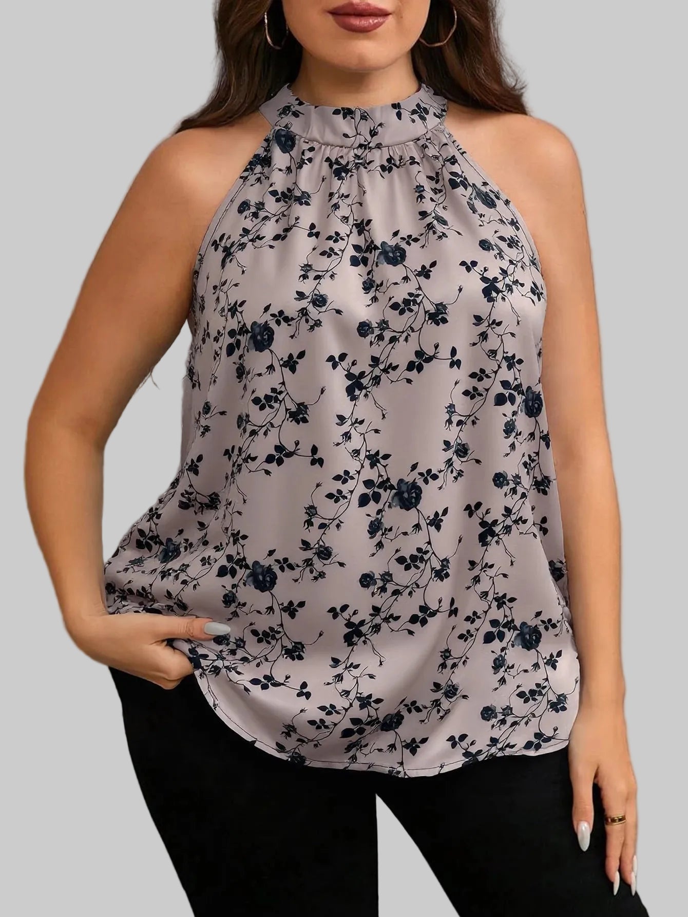 LunaBloom Satin Halter Top