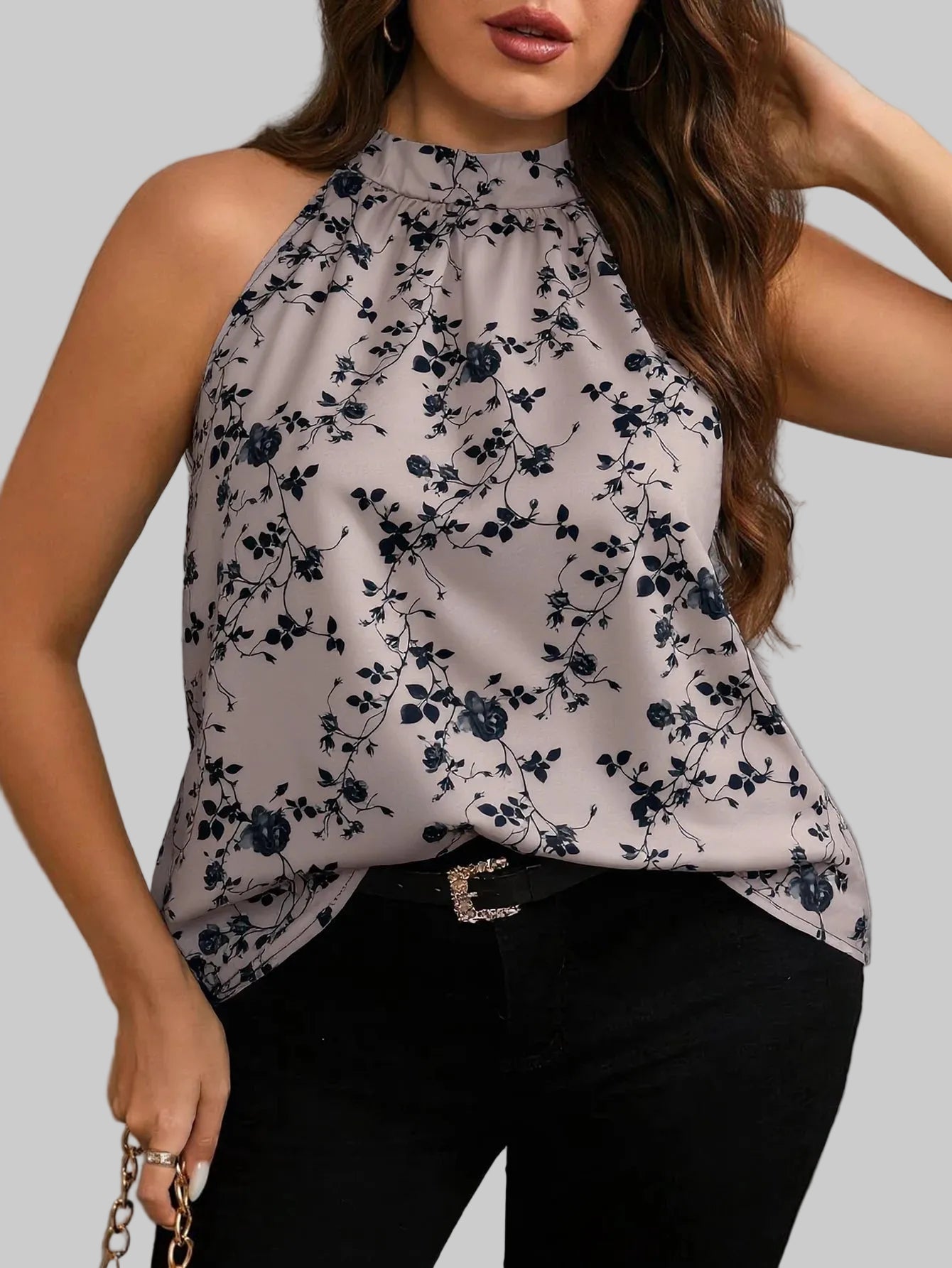 LunaBloom Satin Halter Top
