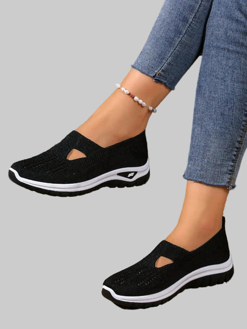 Black Mesh Slip‑On Comfort Runner