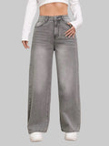 Slate Wide‑Leg High‑Rise Jeans