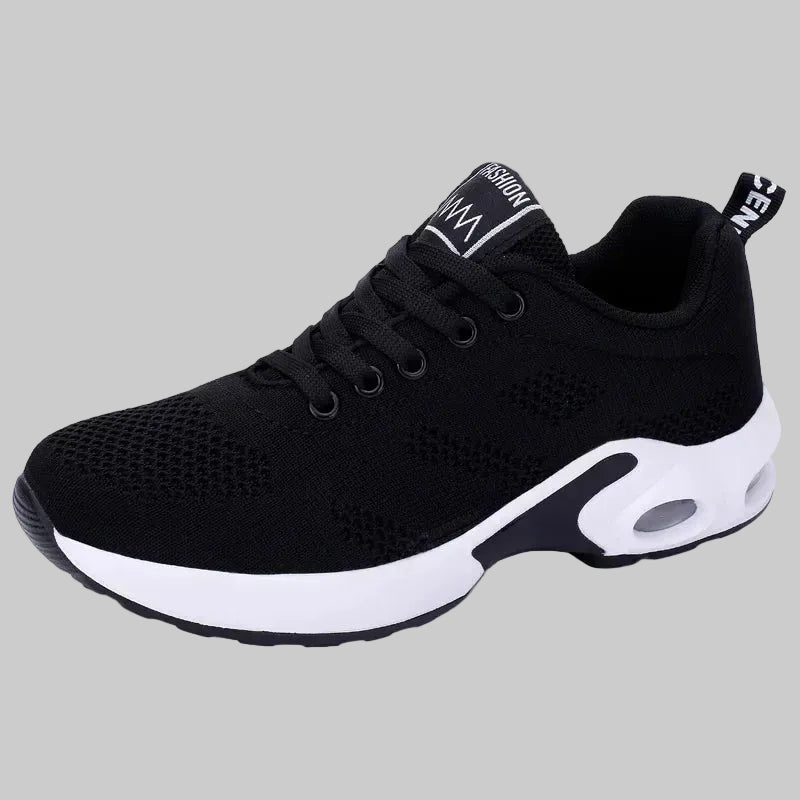 Black Mesh Cushion Running Sneakers