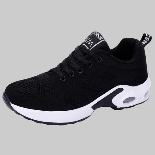 Black Mesh Cushion Running Sneakers