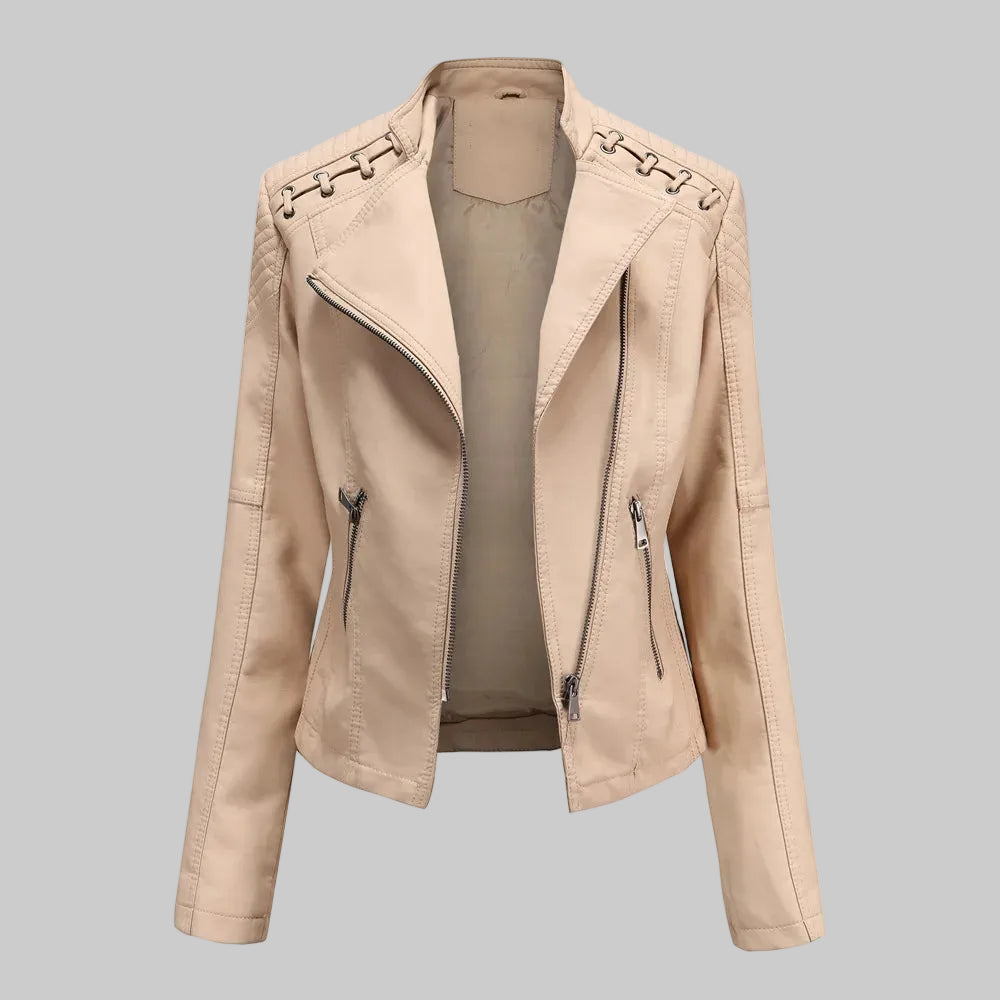 Fearless Rebel Lace‑Shoulder Moto Jacket