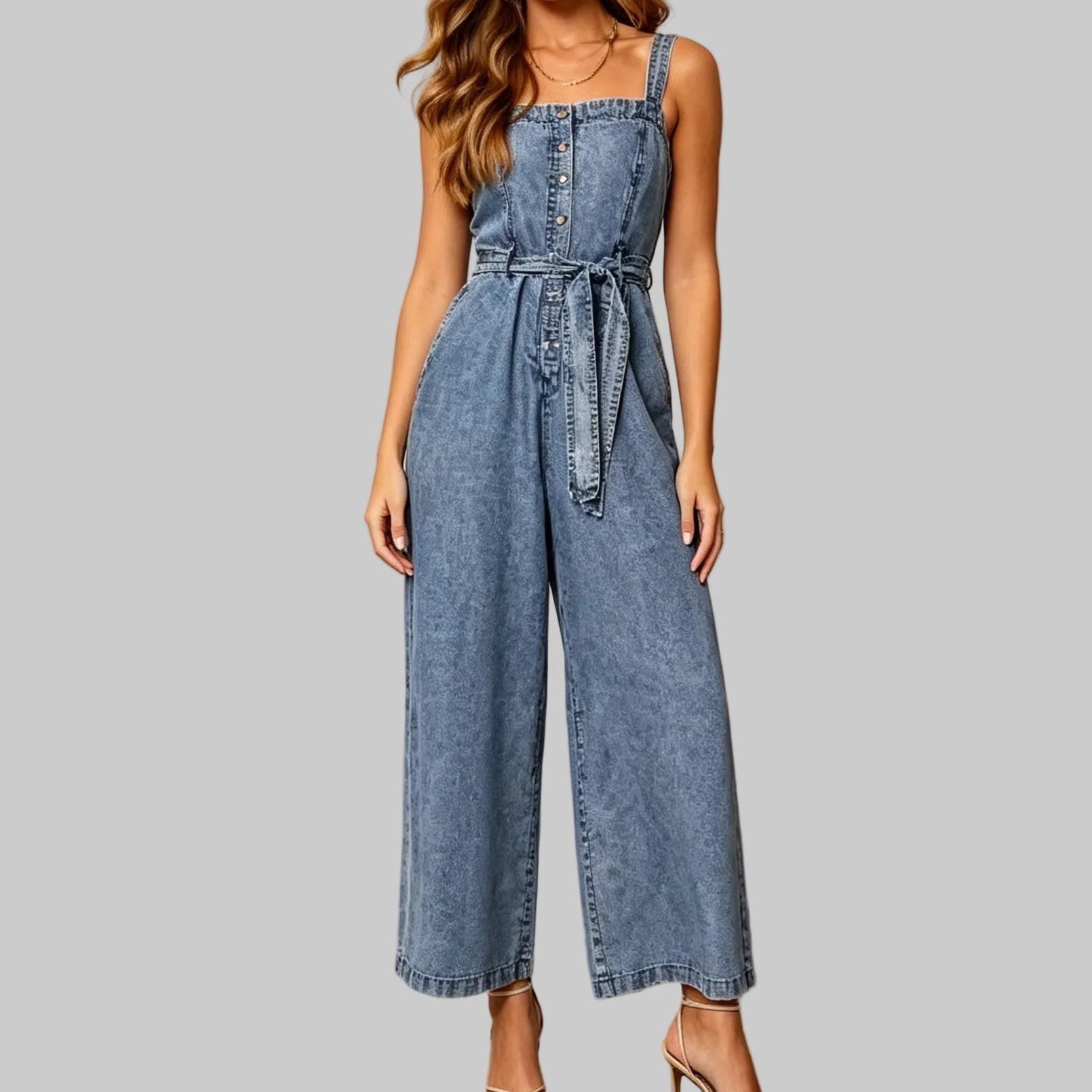 Denim Jefa Wide‑Leg Jumpsuit