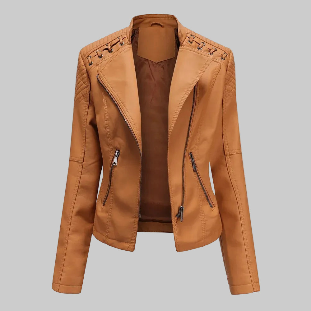 Fearless Rebel Lace‑Shoulder Moto Jacket