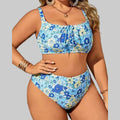 Blue Blossom High-Waist Bikini Set