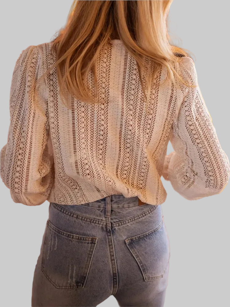 IvoryDream Crochet V-Neck Blouse