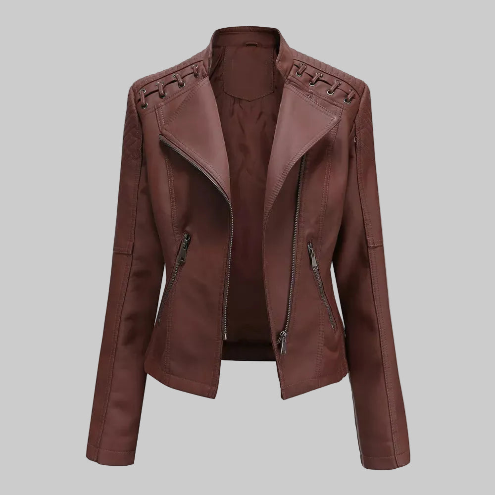 Fearless Rebel Lace‑Shoulder Moto Jacket