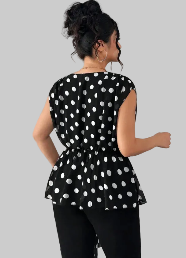 Fearless Poise Polka Dot Wrap Blouse