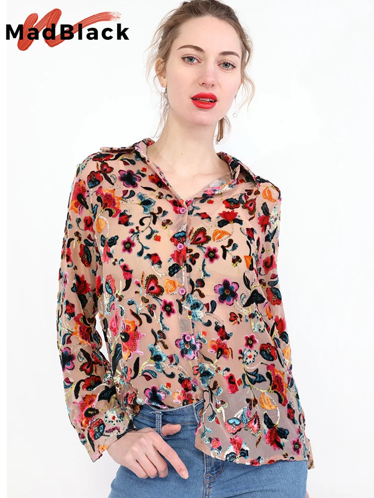Ethereal Garden Sheer Embroidered Blouse
