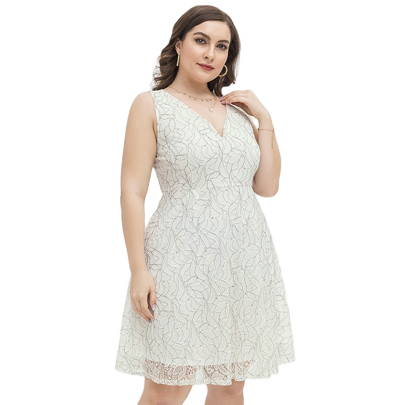 Ivory Petal Lace A‑Line Dress