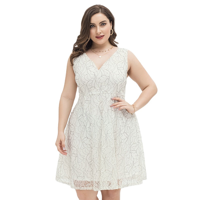 Ivory Petal Lace A‑Line Dress