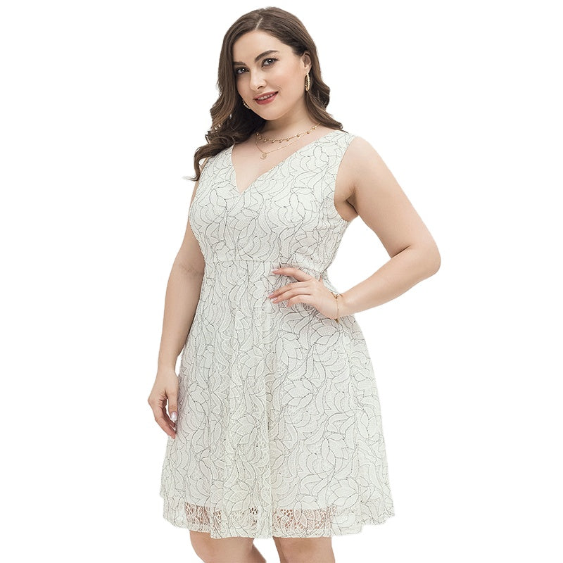 Ivory Petal Lace A‑Line Dress