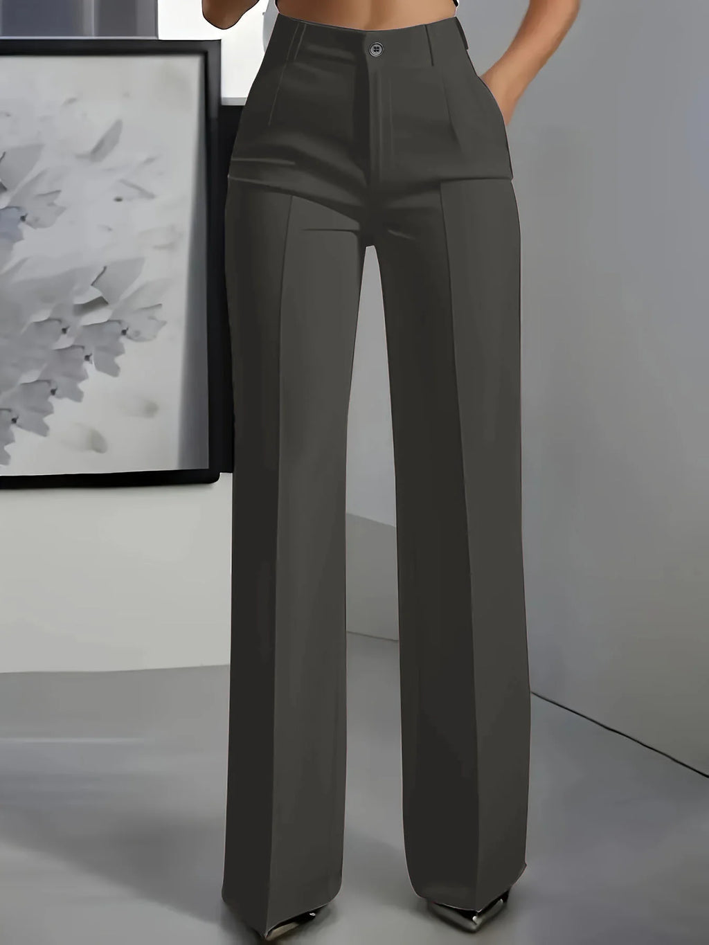 High‑Waist Tailored Wide‑Leg Trousers