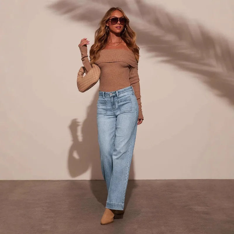 Power Pocket Wide‑Leg Jeans