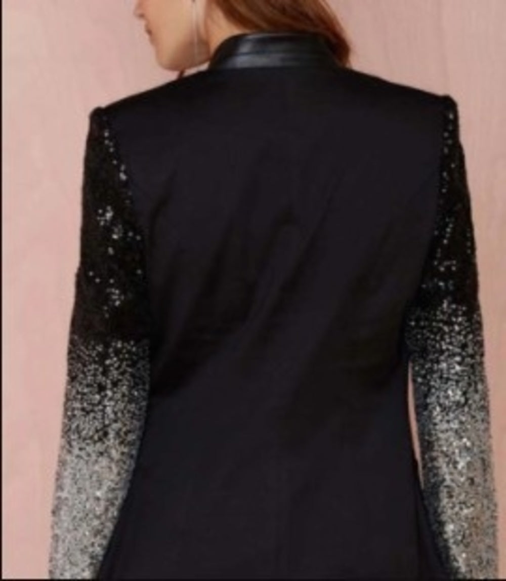 Fearless Sequin‑Sleeve Statement Blazer