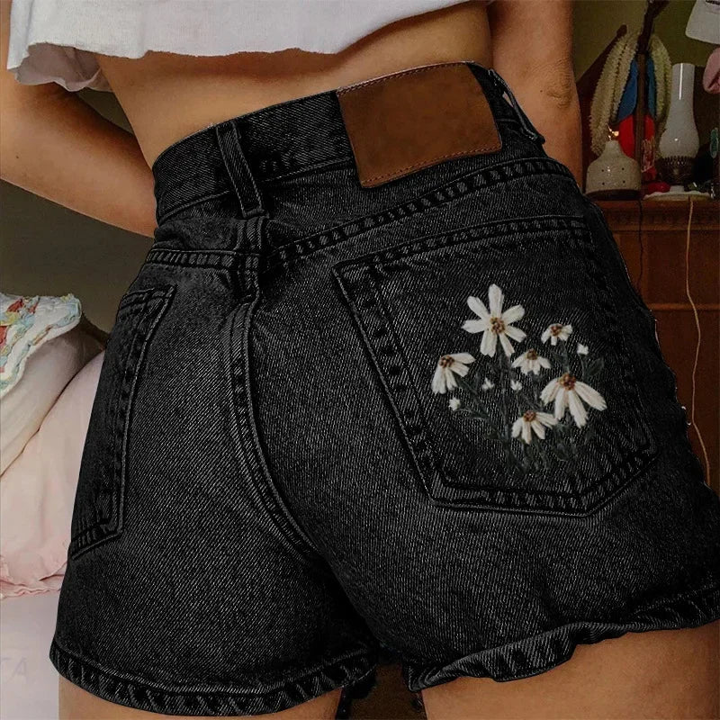 BloomBack High-Waisted Denim Shorts