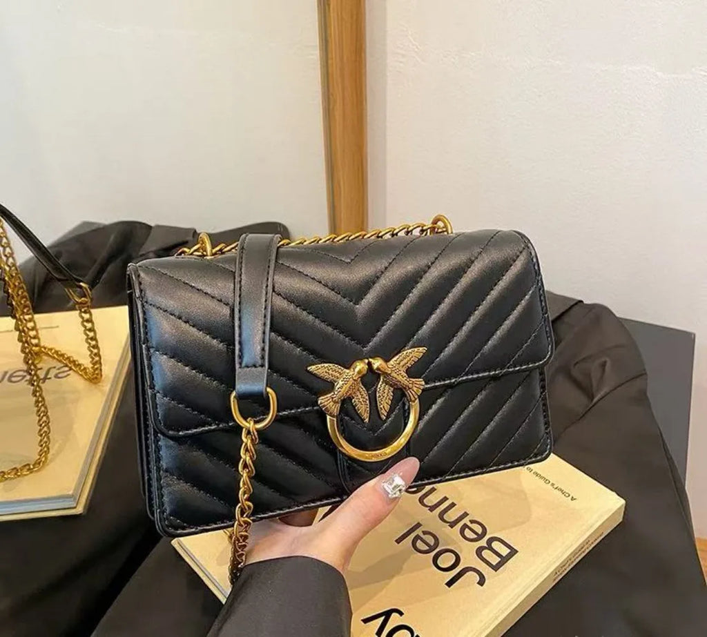 Golden Dove Quilted Shoulder Bag