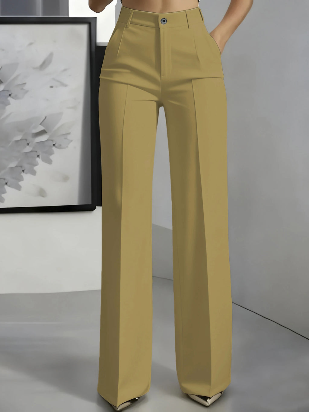 High‑Waist Tailored Wide‑Leg Trousers
