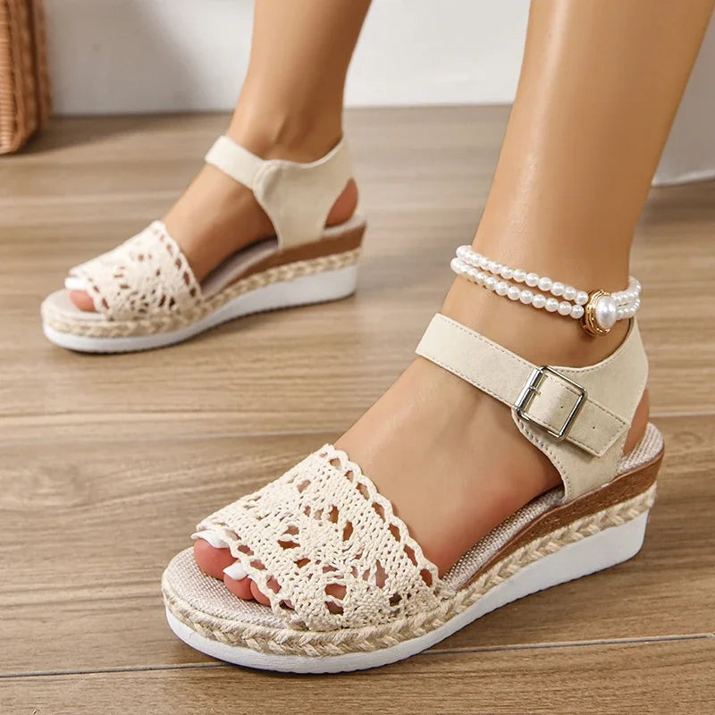 LaceDream Espadrille Wedge Sandals
