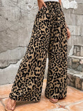 Leopard Print Wide‑Leg Lounge Pants