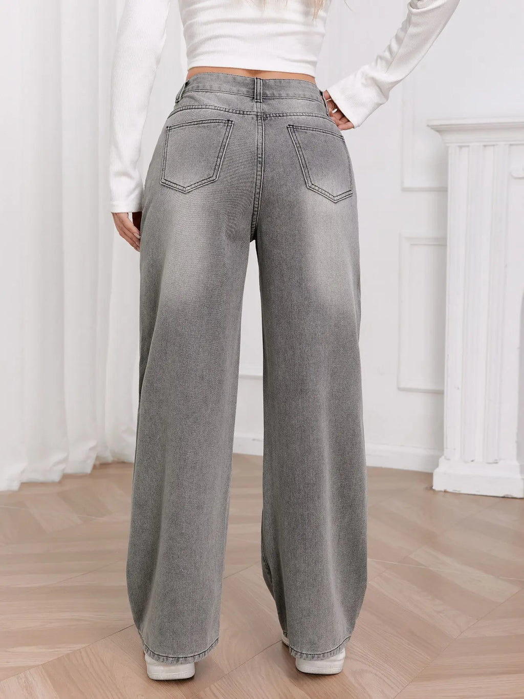 Slate Wide‑Leg High‑Rise Jeans