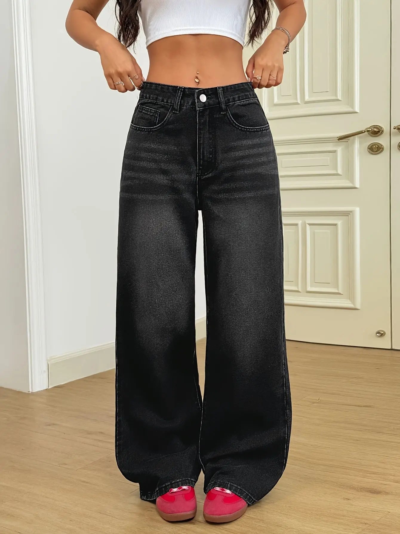 Midnight Authority Wide-Leg Jeans