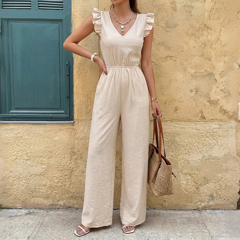 Champagne Grace Ruffle Jumpsuit